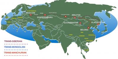 Pekingu do Moskvy vlak mapa trasy