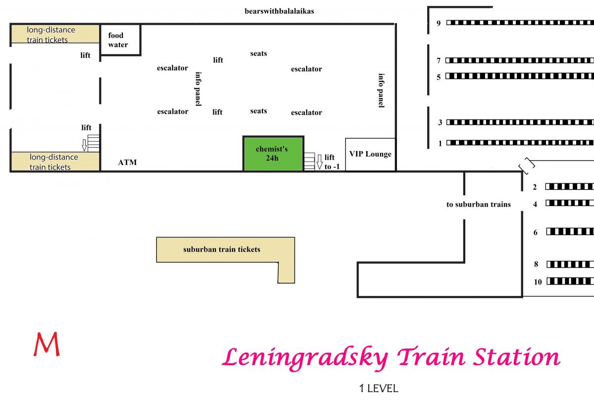 mapa Leningradského nádraží v Moskvě