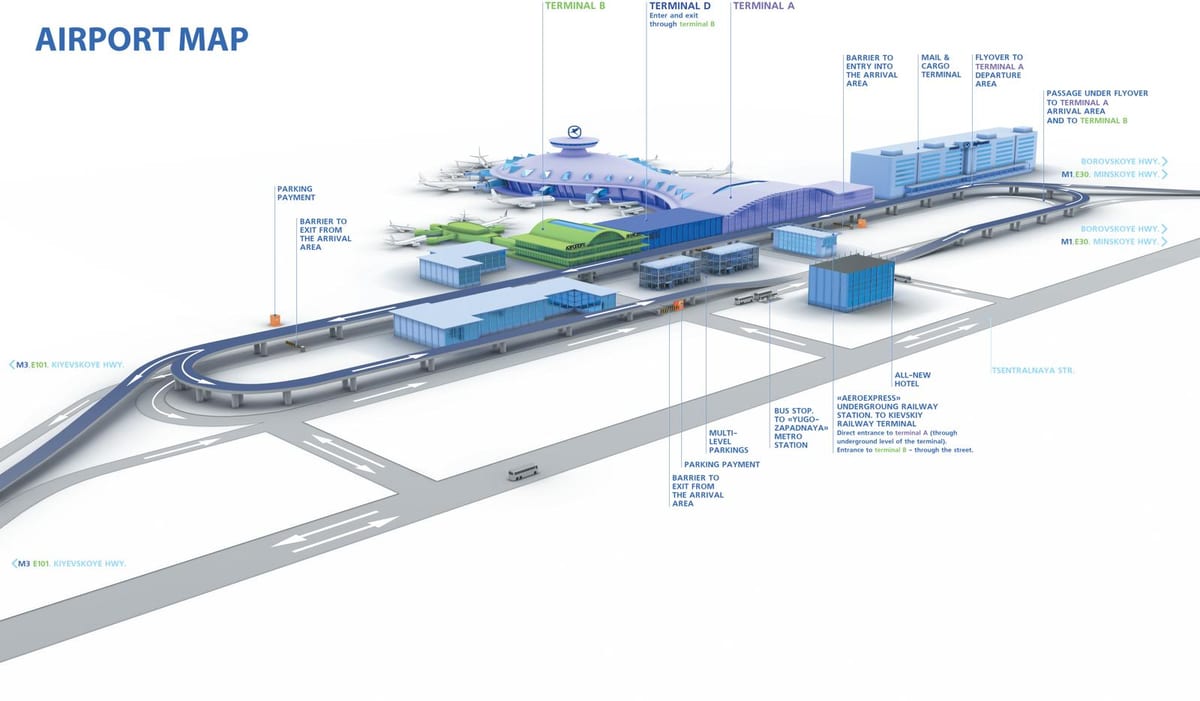 mapa letiště Vnukovo