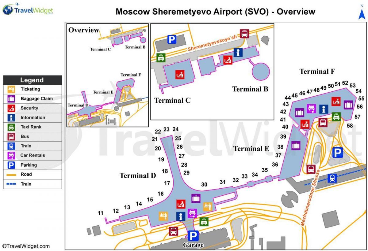 Moskevské letiště Šeremetěvo mapě