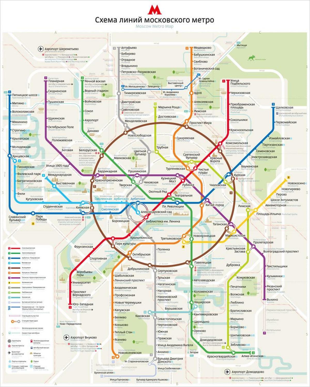 mapa Moskevského metra anglicky a rusky