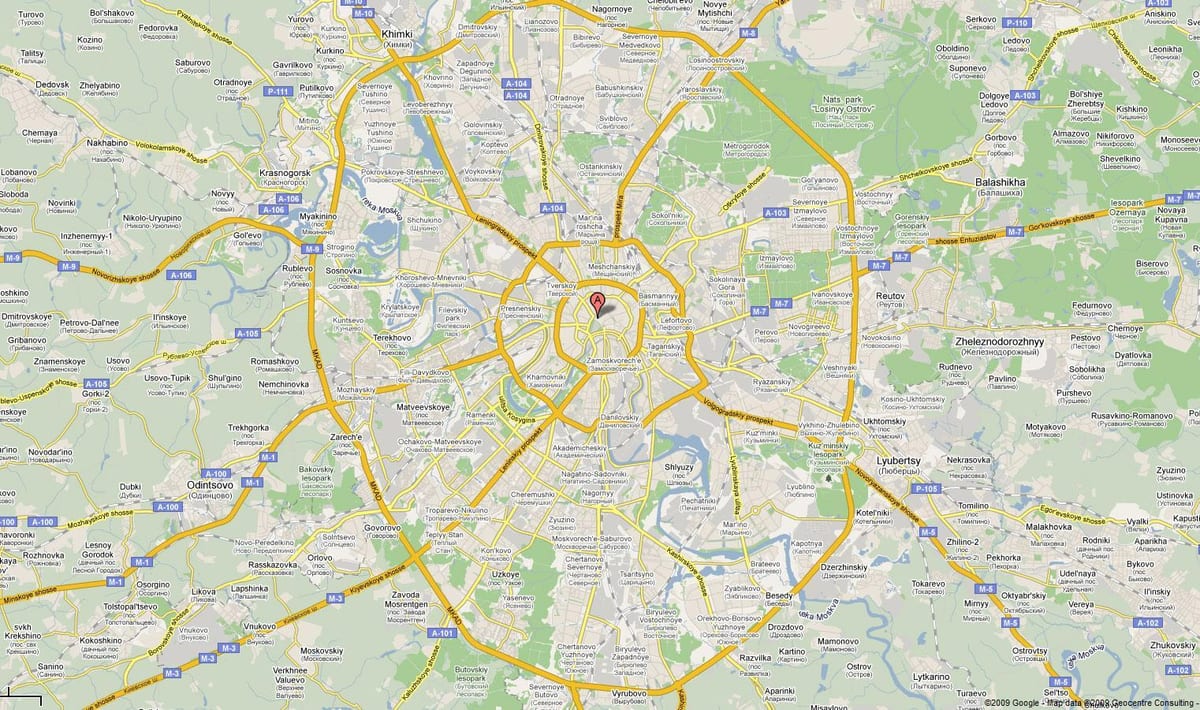 Moskva dálnice mapě
