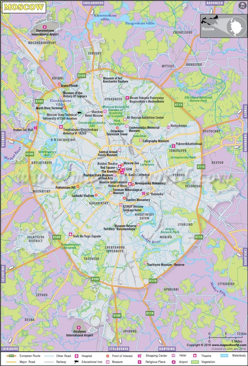 Moskva na mapě