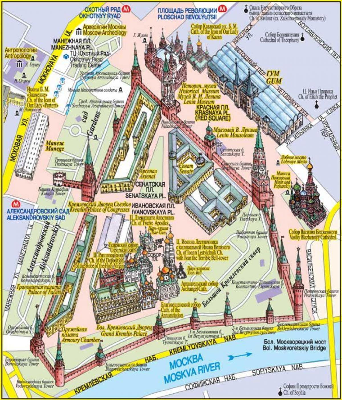 Rudé Náměstí v Moskvě mapě