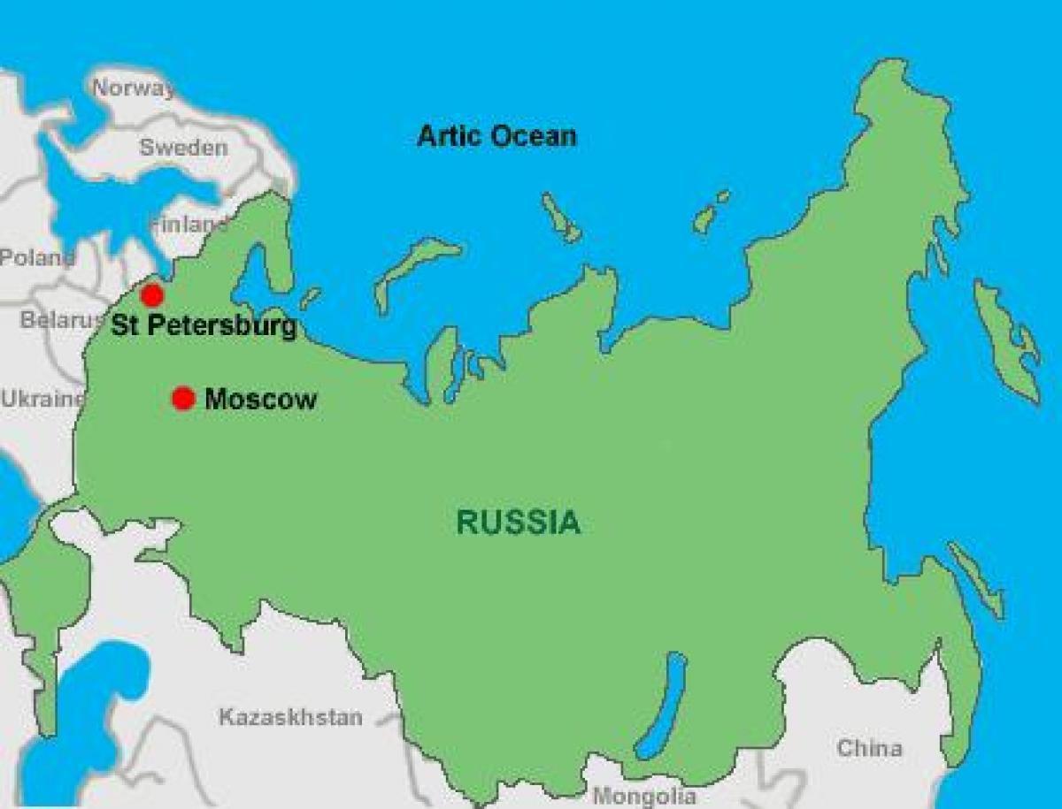 Moskva a st. Petersburg mapě