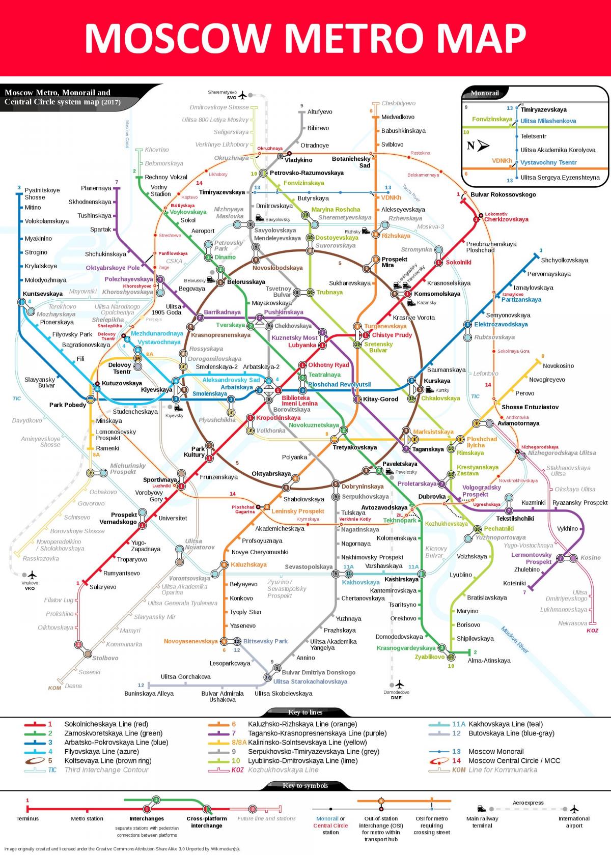 stanice metra v Moskvě mapě