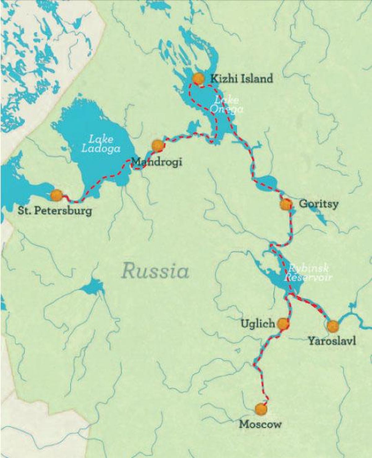 mapa Petrohradu do Moskvy cruise