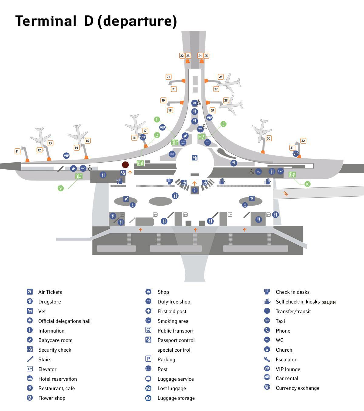 Sheremetyevo mapa letiště terminál d