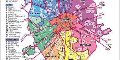 Mapa Moskvy. arrondissement