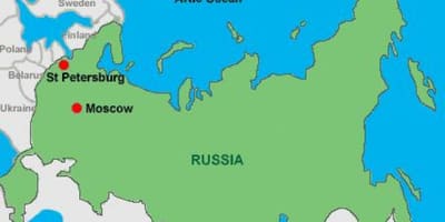 Moskva a st. Petersburg mapě