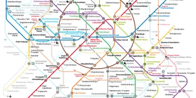 Stanice metra v Moskvě mapě