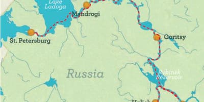 Mapa Petrohradu do Moskvy cruise